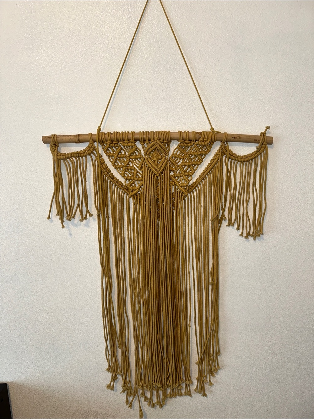 Handmade Golden Macramé Wall Hanging 32 in long 24 in wide